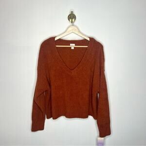 Stars Above Brown Fuzzy Soft V-Neck Sweater